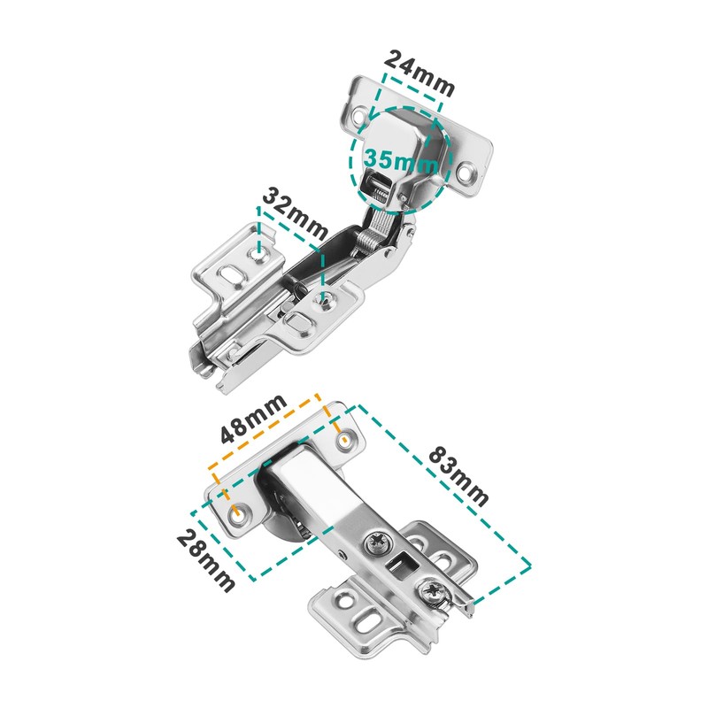 eMagTech 4PCS 45 Degree Fixed Hinges Cabinet Hinge Hydraulic Damper