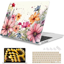 Mektron Designed for 2025/2024/2023 MacBook Air 15 INCH M4 A3241 /M3 A3114 /M2 A2941 Case, Printed Plastic Hard Shell Cover with 15.3" Liquid Retina Display Touch ID, Colorful Floral