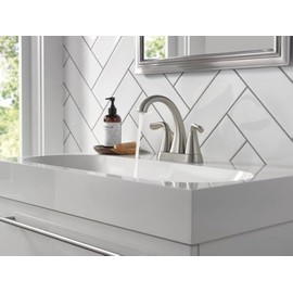 Delta Arvo Centerset Bathroom Faucet, Brushed Nickel 2-Handle Bathroom Faucet, Delta Bathroom Sink Faucet, Brushed Nickel 3-Hole Bathroom Faucet, Spotshield Stainless 25840LF-SS
