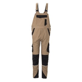 Planam Norit Men's Dungarees in Many Colours and All Sizes, Sand/Black