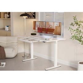 YDN Standing Desk with Drawers, 55 x 24 Inch White Standing Desks Electric Adjustable Height Desk for Computer Workstations, White