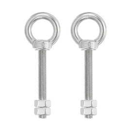 PATIKIL Lifting Shoulder Eye Bolts, 2 Pack M12x80 Screw Bolt 304 Stainless Steel Eye Bolts Threaded Screw Eyebolt Shoulder Ring with Double Nuts Fixed for Lifting Hanging