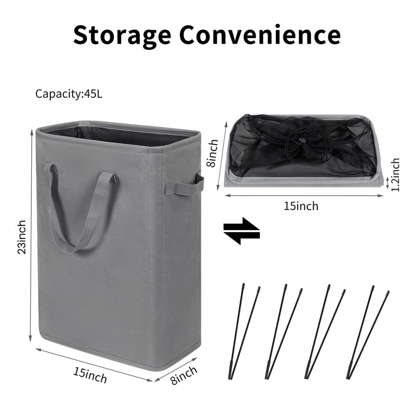 ZERO JET LAG Slim Laundry Hamper With Handles Collapsible Laundry