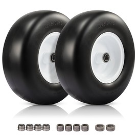 13x5.00-6 Flat Free Lawn Mower Tire, 13x5-6 Zero Turn Mower Front Tires, 13x5x6 Solid Lawn Mower Tires for Residential and Commercial, with 1/2" 3/4" 5/8" Bearings, 3.25"-6.85" Centered Hub, 2 Pack