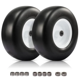 13x5.00-6 Flat Free Lawn Mower Tire, 13x5-6 Zero Turn Mower Front Tires, 13x5x6 Solid Lawn Mower Tires for Residential and Commercial, with 1/2" 3/4" 5/8" Bearings, 3.25"-6.85" Centered Hub, 2 Pack