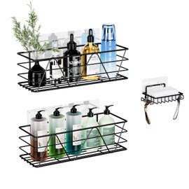 Carwiner Shower Caddy Bathroom Shelves 3-Pack Basket with Soap Dish Holder, Stainless Steel Bathroom Organizer Shelf Rack Adhesive Shampoo Holder Wall Mounted Storage for Kitchen