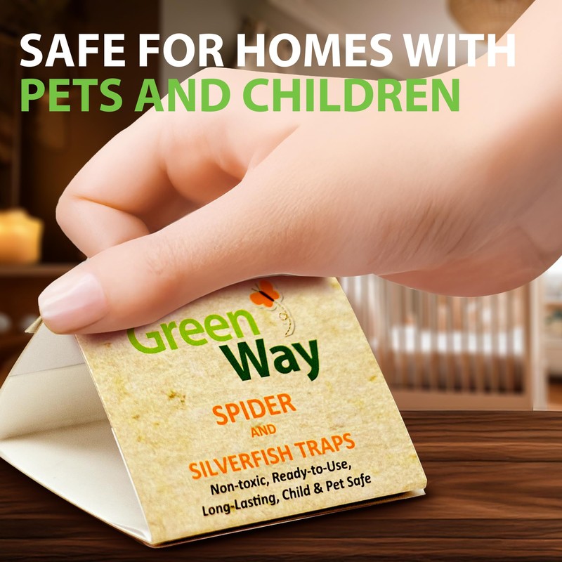 Greenway Silverfish and Spider Traps, Non-Toxic Indoor with High-Strength Glue