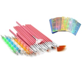 NESA 20 Pcs. Nail Art Tool Kit with Free 10 pcs of Stencil for Nail Art