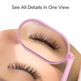 Miuffue Lash Mirror for Eyelash Extensions, 2inch Foldable Eyelash Mirror for Easy Storage, Light-Weight Adjustable Makeup Mirror for Lash Tech Supplies, Pink