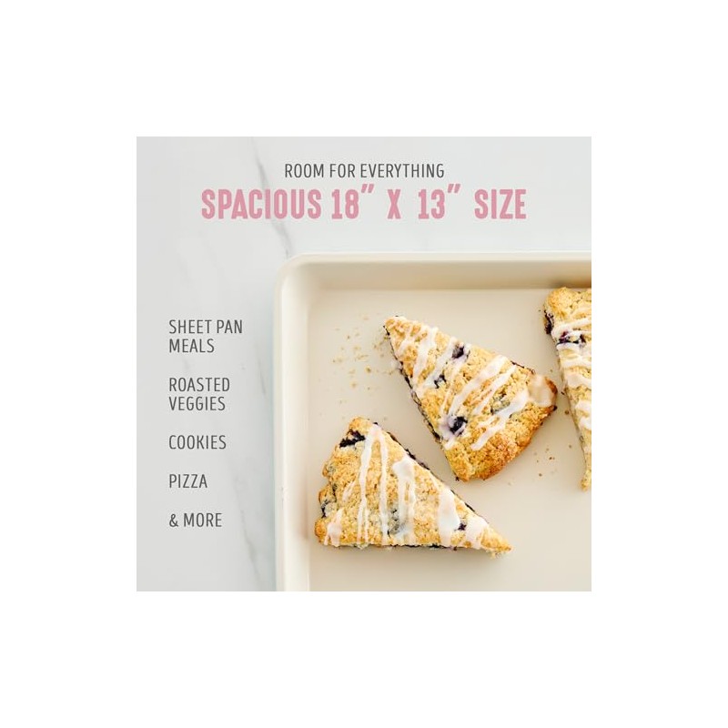 GreenLife Bakeware 18” x 13” Half Cookie Sheet Baking Pan,