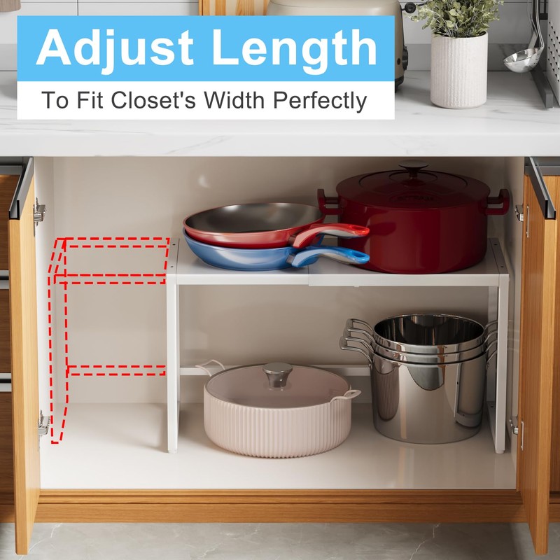 Expandable Kitchen Storage Shelves,110LBS Heavy Duty Metal Shelving Units and