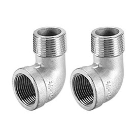sourcing map Stainless Steel 201 Cast Pipe Fittings 90 Degree Elbow 3/4 BSPT Female X 3/4 BSPT Male Thread 2pcs