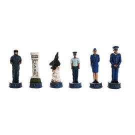 US Air Force vs Marines Military Chess Set Hand Painted with Glass Board