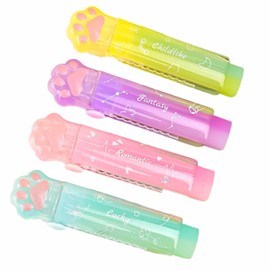 4 Pcs Cute Erasers Sliding Retractable Pencil Erasers Rubbers with Cat Paw Plastic Sleeve Cute Jelly Erasers for School Office Clean Erase Erasers for Kids