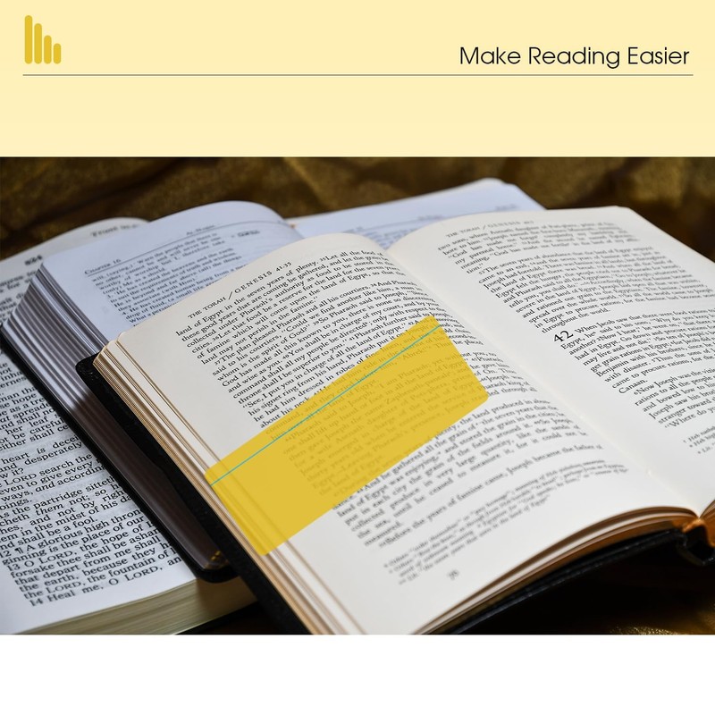 Guided Reading Highlight Strips,10 Pack Yellow Overlays with Line, Bookmark