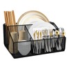 Mowhut Utensil Holder,Silverware Organizer Countertop,Paper Plate Dispenser with 6 Compartments,Metal
