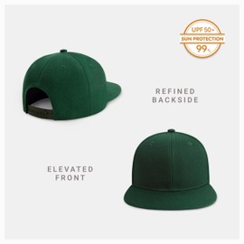 CHOK.LIDS Flat Bill Visor Classic Snapback Hat Blank Adjustable Brim High Top End Trendy Color Style Plain Tone Baseball Cap (Hunter Green.)