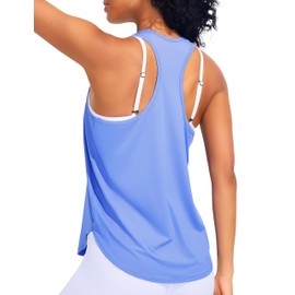 JOYSPELS Workout Tank Tops for Women Sleeveless Loose Fit Racerback Gym Yoga Athletic Running Shirts Quick Dry Lightweight Breathable