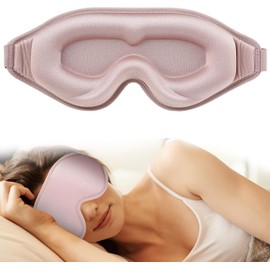 WLLHYF Antifaz para dormir de seda 3D estéreo para dormir profundo, cómodo ajustable, bonito bloqueo, cubierta ligera para los ojos para hombre y mujer que duermen toda la noche (rosa)