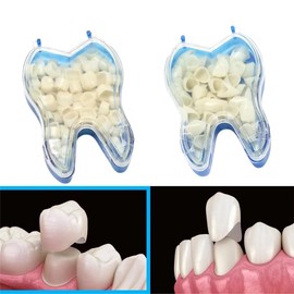 KEMUZ 100 Stück Temporäre Zahnkappe, Kronenfurnier, Zahnprothesen,Vorder- Und Backenzähne, Mit Zahnreparatur, Thermische Perlen, Kappenfüller Für Fehlende Gebrochene Zähne(50 Vorder- Und Hinterzähne)