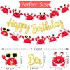 Crab Birthday Banners Glitter Gold Crab Party Decorations 3Pcs Crab