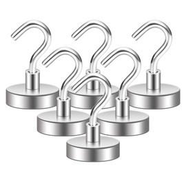 QCUNMAG Magnetic Hooks, Cruise Ship Essentials, 110lbs+ Heavy Duty Magnetic Hooks for Cruise Cabins, Refrigerator, Grill, Hanging, and Travel | Extra Strong Must-Haves Magnet Hook(Silver, Pack of 6)