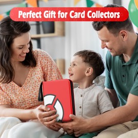 Card Binder 4 Pocket Gifts for Boys Girls, Waterproof 400 Pockets Card Holder Album with 50 Removable Sleeves for Trading Card - Binder Display Storage Carrying Case (Red)
