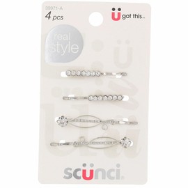 Scunci Real Style Hair Clips, 4 Ct