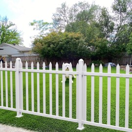 E&K 1 Set 36" H x 84" W Vinyl White Picket Fence Panels Decorative Fencing for Front Porch Yard Garden Pool (34 Pickets, Straight)