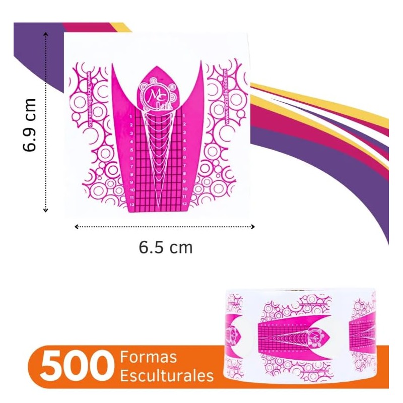 MC NAILS MARIA CIBELES Formas Esculturales para Uñas Acrílicas Rosas,