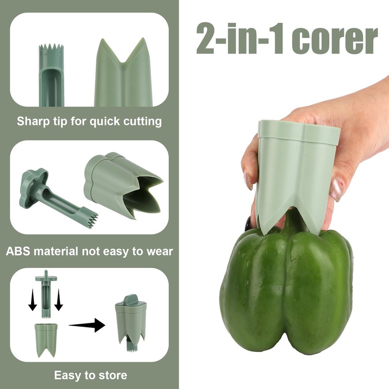 2pcs Pepper Corer Tool, 4.45x2.2x2.2in Pepper Deseeder Bell Pepper Core