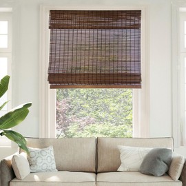 CHICOLOGY Bamboo Roman Shades - Customer Favorite Light Filtering Blinds for Windows, Premium Quality, Ideal for Home, Buffalo Brown, 32"W X 64"H