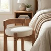 HNY Modern Linen Ottoman- Low-Back Makeup Seat & Lounge Footrest
