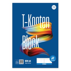 Staufen Style T-Accounts Pad - 5 Pads Each 25 Sheets, DIN A4, 80 g/m², 10 Accounts per Page, Accounts Sheets Accounting