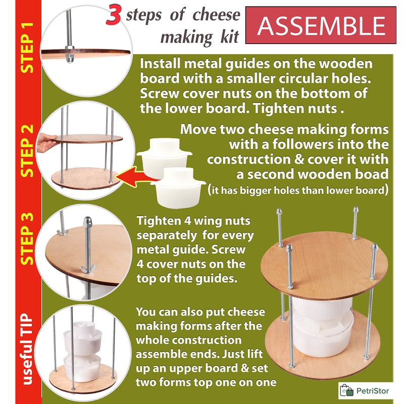 Wooden cheese press diameter 11.2 in and 2 cheese making