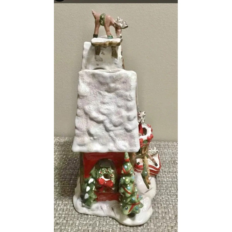 BLUE SKY Clayworks RUDOLPH’S Flight School Christmas House Tea Light
