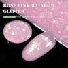 RARJSM RARJSM Nude Rose Pink Glitter Gel Nail Polish Green