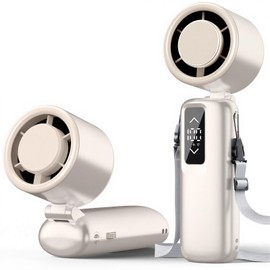 Guirngou Portable Handheld Turbo Fan, 1-100 Gear Wind, Battery Operated, Up to 23 Working Hours, 3 IN 1 Personal Fan with Air Turbo Tech, Cooling Essentials for Indoor/Outdoor(Gold)