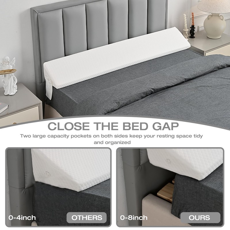 King Size Bed Wedge Pillow Gap Filler/Headboard, Long Triangle Edge