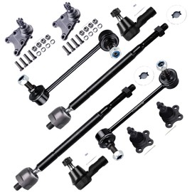 SCITOO 10pcs Front Suspension Kit Inner Outer Tie Rod End Sway Bar Links Lower Upper Ball Joint Fit 1998-2002 For Honda Passport 1998-2004 For Isuzu Rodeo