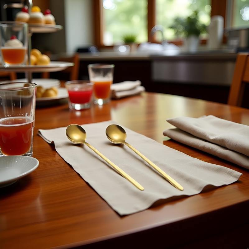 2 Pcs Gold 304 Stainless Steel Coffee Spoons, Stirring Spoons,