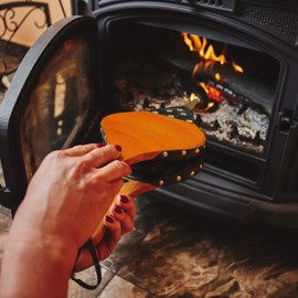 Relaxdays Blower Bellows Grill & Fireplace Rustic Hand Bellows Gold Decorative Nails Air Blower 39cm Long Brown/Black Fiberboard