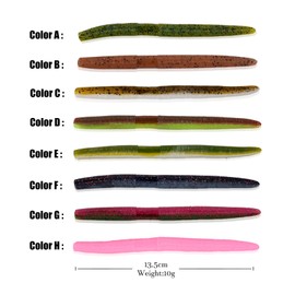Balifly Senko Worms for Bass Fishing Salted Soft Plastic Baits with Hook Slot for Saltwater Fishing 5.31inch 10pcs FS/RE-09(Color A)