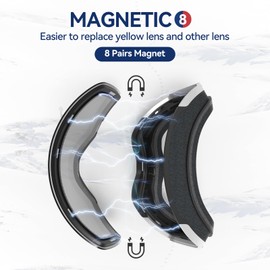 COPOZZ F3 Ski Goggles, Frameless OTG Magnetic Snow Goggles, Anti Fog UV Protection Interchangeable Lenses, Snowboard Goggles for Adult Men Women Youth - White Frame Black Lens(vlt 20%)