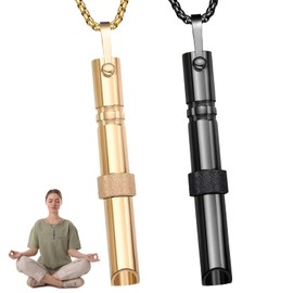 Anti Anxiety Breathing Necklace, 2Pcs Mindful Breathlace Breathing Necklace for Breathing Exercises, Relieve Stress, Meditation, Suitable for Women & Men(Gold+Black)