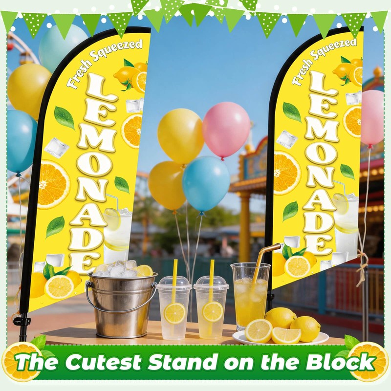 Lemonade Feather Flag With Pole Kit - 2 Pcs 8.2Ft
