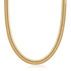 Barzel 18K Gold Plated Flat Herringbone Snake Chain Necklace for Women, Sizes 16-24 Inches, Made In Brazil (20 Inches, 8MM)