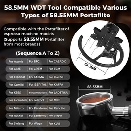 IKAPE 58MM WDT Tool, Espresso Stirrer Distribution Tool, Adjustable Needle Height, Coffee Stirrer with Dosing Funnel & Stand(With Brush)