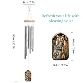 Aluminium Wind Chimes Lion Tiger Leopard and Butterfly Printed Wind Chimes Wind Noisemakers Decoration for Patio Garden Yard Indoors Chimes Wind Catcher