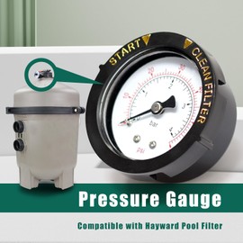 ECX2712B1 190059 Pressure Gauge Compatible with Hayward ProGrid DE Filter, Pool SPA Filter Part Replacement for Hayward SwimClear XStream Sand and Cartridge Filter, 0-60 PSI 1/4" NPT Center Back Mount